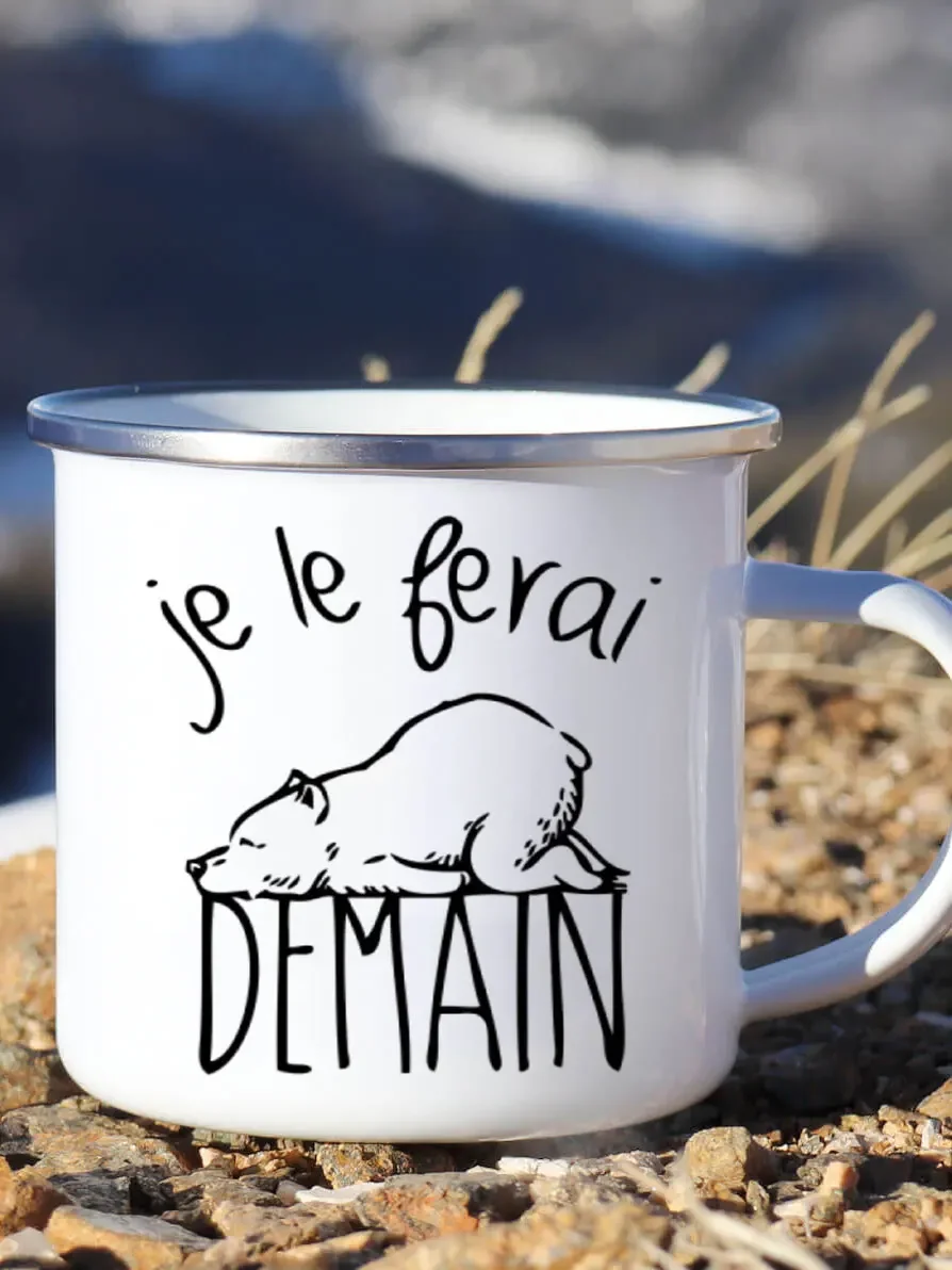 Wine Beer Best - Niedliche Emaille-Kaffeetasse, französische „I Will Do