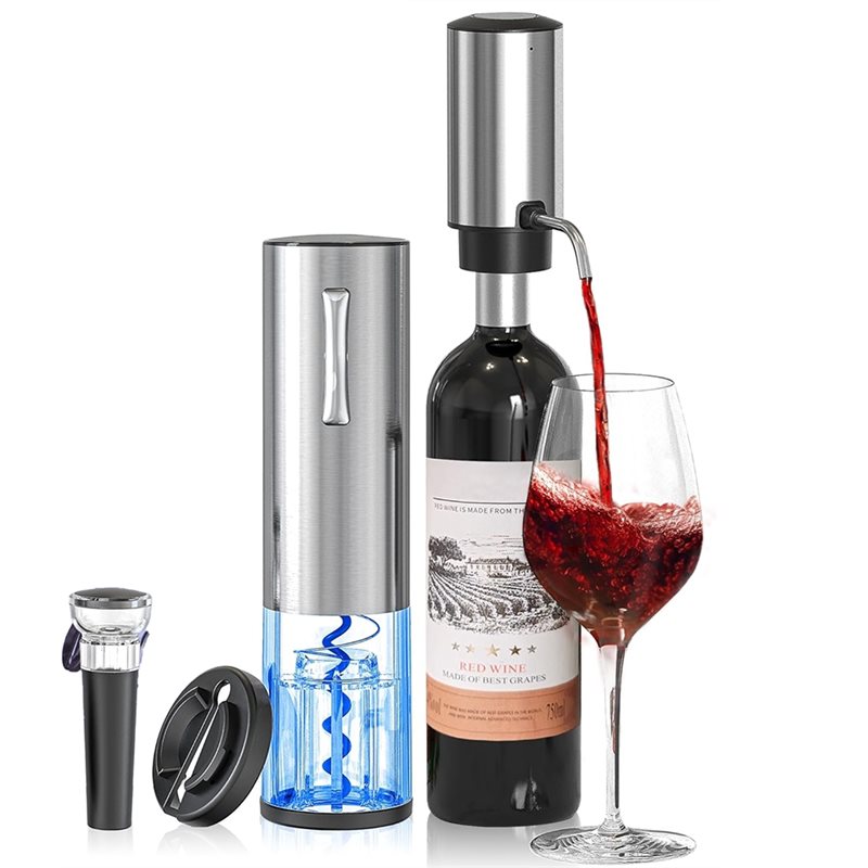 Decanter Aerator Set - A84G-Elektrischer Weinöffner 4-in-1 Wiederaufladbares Weinbelüfter-Geschenkset mit