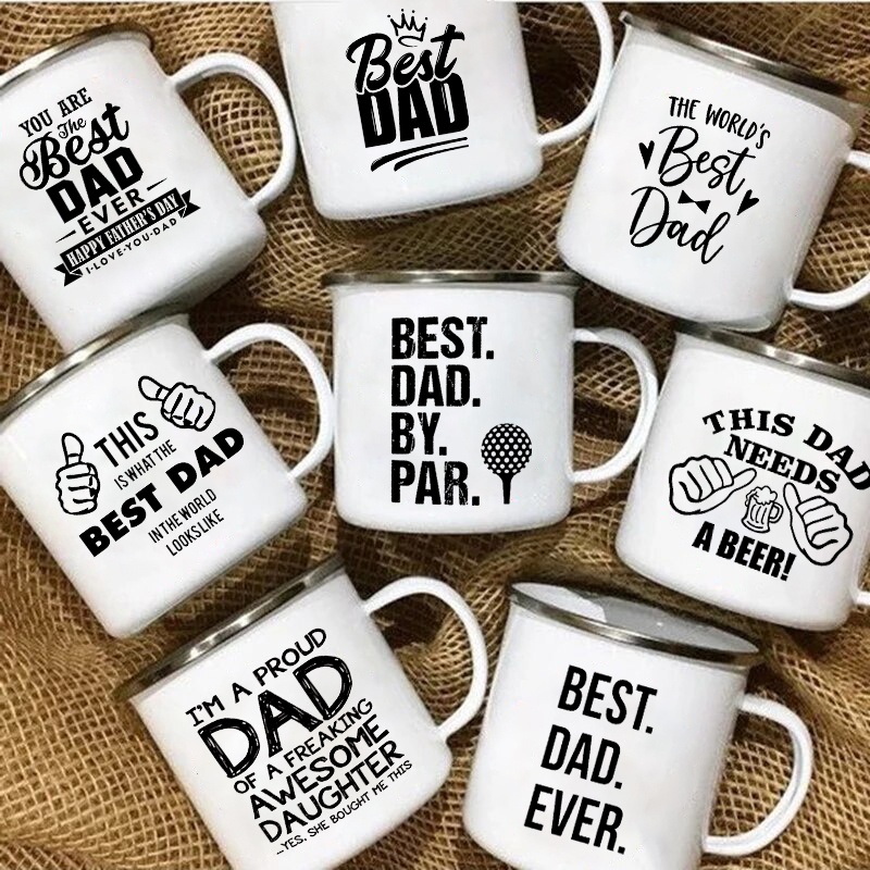 Wine Beer Best - Der Beste Papa 2 Emaille-Tassen Kreative