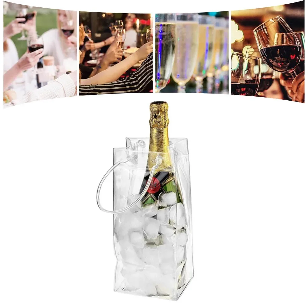 Wine Beer Holder - PVC Auslaufsichere Eisbeutel Bierkühler Tragbare Getränkekühlertasche