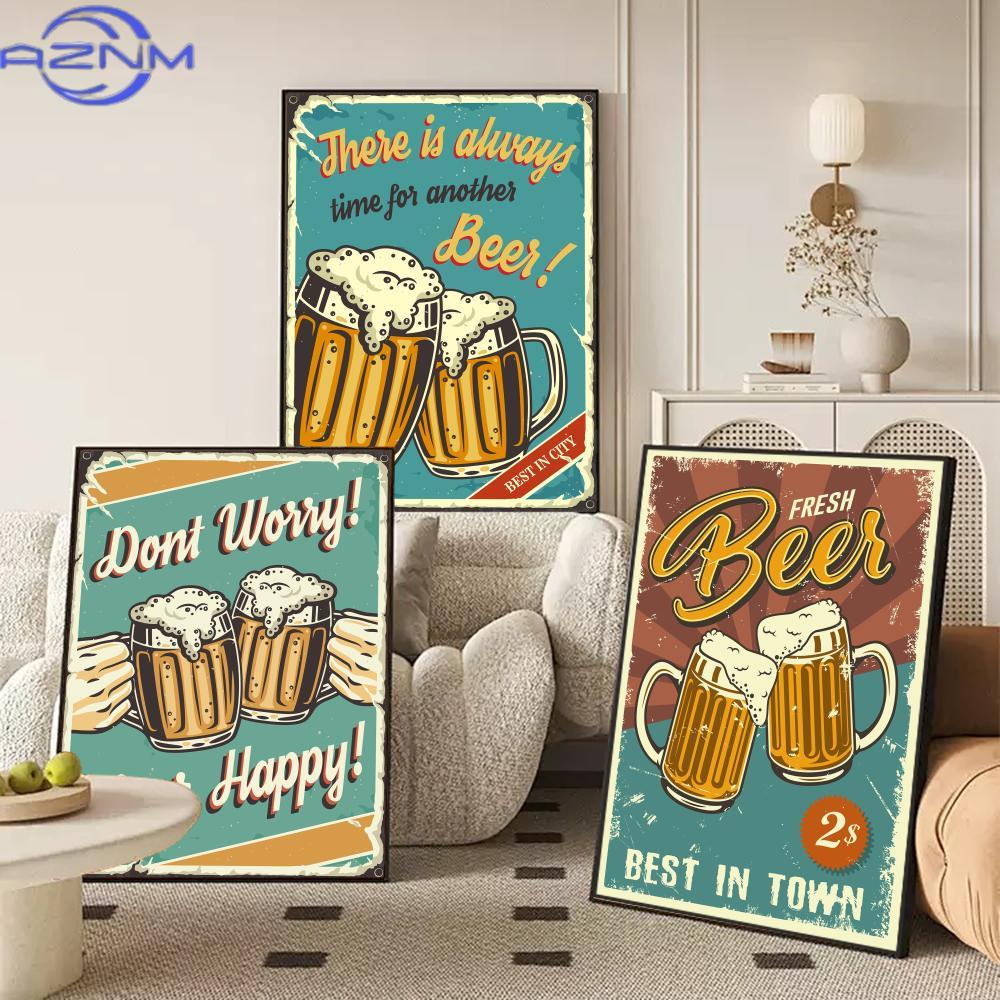 Wine Beer Combination - AZNM Bier- und Wein-Gemälde im Retro-Stil,