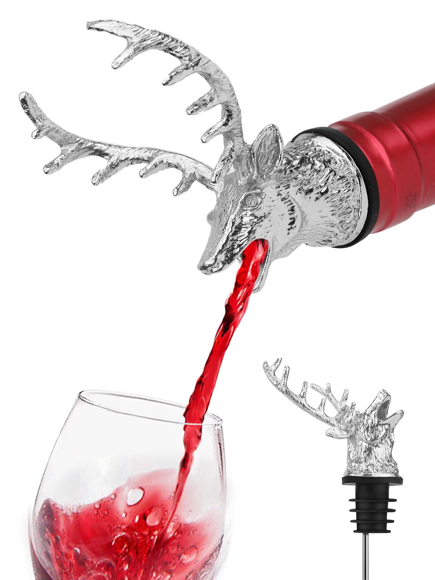 Wine Aerator Pour - Weinbelüfter-Ausgießer, Liqour-Ausgießer aus Edelstahl mit Flaschenverschluss,