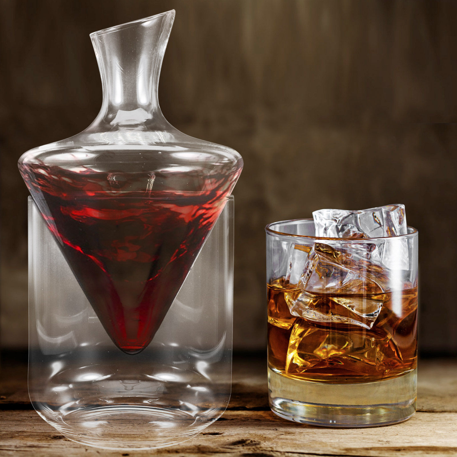 Decanter Aerator Set - 1-teiliges Elegantes Schrägflaschen-Weindekanter-Set für Rotwein-Belüftung und